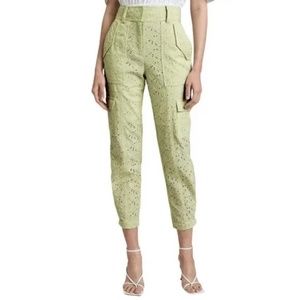 NWOT Derek Lam 10 Crosby Mila Floral Eyelet Utility Pants Green Size 8